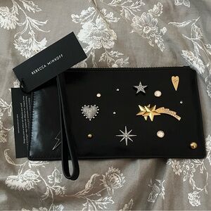 Rebecca Minkoff Black Clutch with Gold and Silver Embellishments